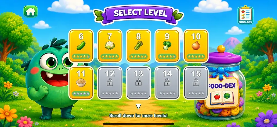 Level select screen with earned stars